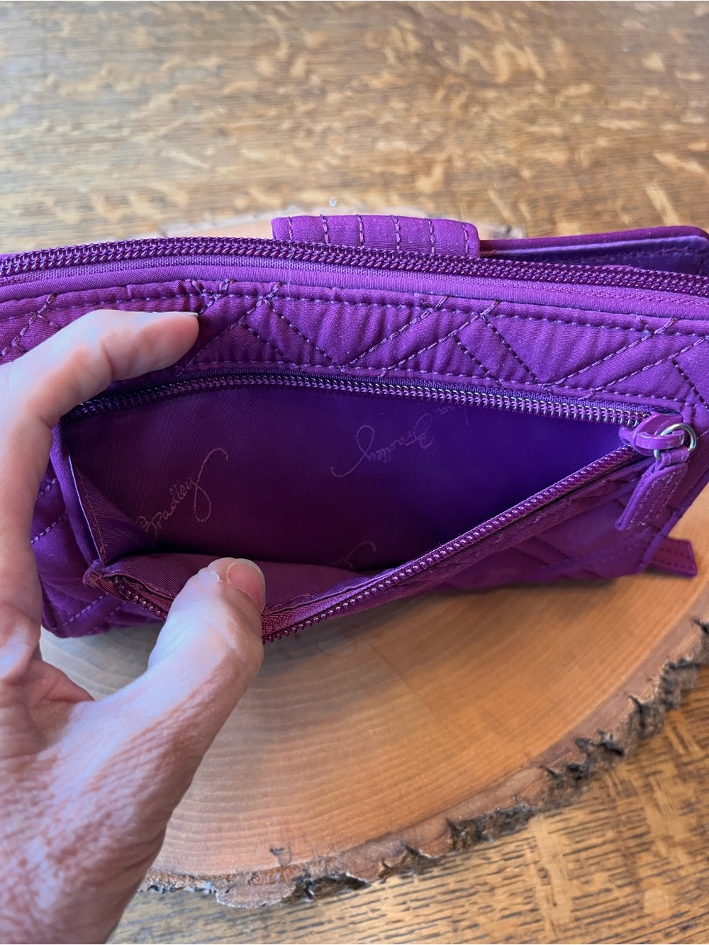 Vera Bradley Quilted Microfiber Turnlock Wallet in Magenta Purple EC - Picture 7 of 7